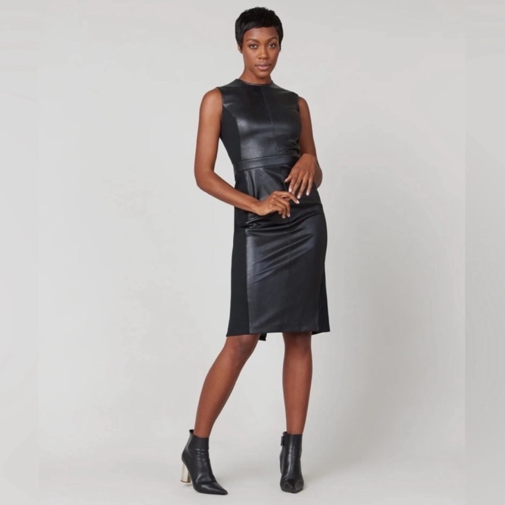 SPANX Dress‎ Womens Size 1X/1T Black Sleeveless Sheath Bodycon Knee Length